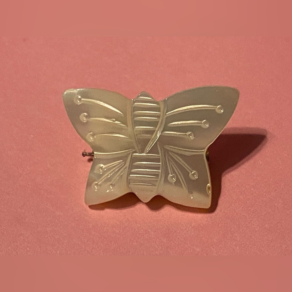 Vintage Mother of Pearl Butterfly Pin #9157